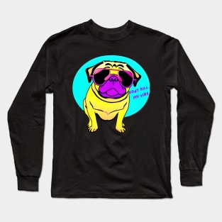 cute pug with sunglasses Long Sleeve T-Shirt